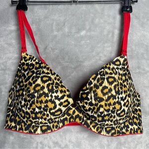 B. Tempt’D Wild Leopard Print Bra with Red Straps